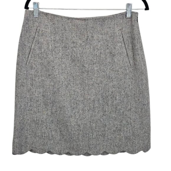 Talbots Grey Wool Tweed Herringbone Mini Skirt Size 6 - Picture 6 of 11